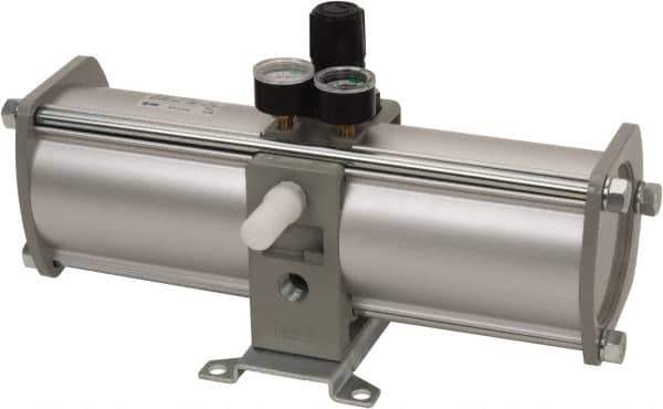 SMC PNEUMATICS - 1/2" NPT Booster Regulator - 63 Max SCFM, 1:2 Pressure Increase Ratio, 150 Max psi - Exact Tool & Supply