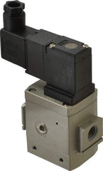 SMC PNEUMATICS - 1/4" Female NPT x 1/8" Gage Port Soft Start-Up Valve - 24V, DC Input, DIN Electrical Entry & 30 to 150 psi - Exact Tool & Supply
