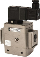SMC PNEUMATICS - 1/2" Female NPT x 1/8" Gage Port Soft Start-Up Valve - 24V, DC Input, DIN Electrical Entry & 30 to 150 psi - Exact Tool & Supply
