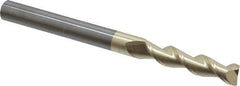 Accupro - 1/2", 2-1/4" LOC, 1/2" Shank Diam, 6" OAL, 2 Flute, Solid Carbide Square End Mill - Single End, ZrN Finish, Spiral Flute, 45° Helix, Centercutting, Right Hand Cut, Right Hand Flute - Exact Tool & Supply