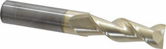 Accupro - 3/4", 2-1/4" LOC, 3/4" Shank Diam, 5" OAL, 2 Flute, Solid Carbide Square End Mill - Single End, ZrN Finish, Spiral Flute, 45° Helix, Centercutting, Right Hand Cut, Right Hand Flute - Exact Tool & Supply