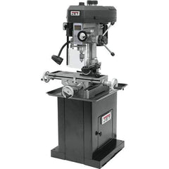 Jet - 1 Phase, 14-1/2" Swing, Step Pulley Mill Drill Machine - 23" Table Length x 7-1/2" Table Width, 14" Longitudinal Travel, 5-1/2" Cross Travel, 12 Spindle Speeds, 1 hp, 115/230 Volts - Exact Tool & Supply