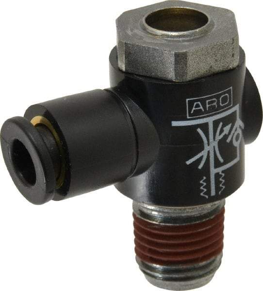 ARO/Ingersoll-Rand - 1/4" Male NPT x 1/4" Female NPT Right Angle Flow Control Valve - Exact Tool & Supply