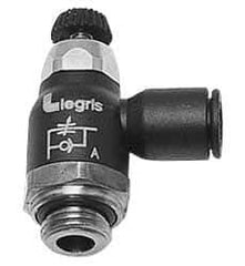 Legris - 5/32" Tube OD x 1/8 Male NPT Compact Meter Out Flow Control Valve - 14.5 to 145 psi, Nylon - Exact Tool & Supply
