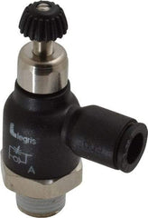Legris - 1/4" Tube OD x 1/8 Male NPT Compact Meter Out Flow Control Valve - 14.5 to 145 psi, Nylon - Exact Tool & Supply