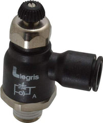 Legris - 3/8" Tube OD x 1/4 Male NPT Compact Meter Out Flow Control Valve - 14.5 to 145 psi, Nylon - Exact Tool & Supply