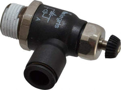 Legris - 3/8" Tube OD x 3/8 Male NPT Compact Meter Out Flow Control Valve - 14.5 to 145 psi, Nylon - Exact Tool & Supply