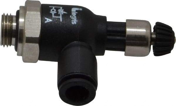 Legris - 6mm Tube OD x 1/8 Male BSPP Compact Meter Out Flow Control Valve - 14.5 to 145 psi, Nylon - Exact Tool & Supply