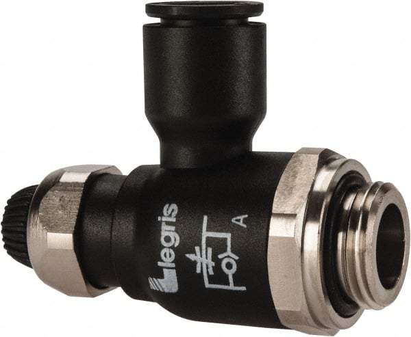 Legris - 10mm Tube OD x 3/8 Male BSPP Compact Meter Out Flow Control Valve - 14.5 to 145 psi, Nylon - Exact Tool & Supply