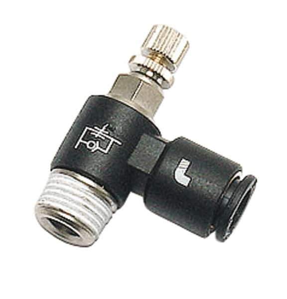Legris - 8mm Tube OD x 3/8" BSPP Miniature Flow Control Regulator - 0 to 145 psi & Nylon Material - Exact Tool & Supply