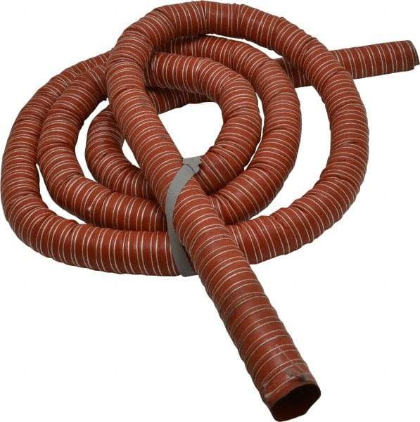 Hi-Tech Duravent - 1-1/2" ID, 16 Hg Vac Rating, 34 psi, Fiberglass Vacuum & Duct Hose - 12' Long, Brick Red, 1-1/2" Bend Radius, -75 to 500°F (Intermittent to 600) - Exact Tool & Supply