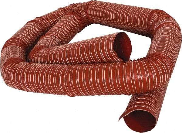 Hi-Tech Duravent - 3" ID, 12 Hg Vac Rating, 30 psi, Fiberglass Vacuum & Duct Hose - 12' Long, Brick Red, 3" Bend Radius, -75 to 500°F (Intermittent to 600) - Exact Tool & Supply
