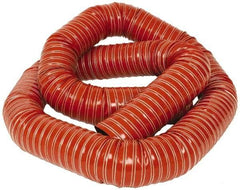 Hi-Tech Duravent - 4" ID, 10 Hg Vac Rating, 26 psi, Fiberglass Vacuum & Duct Hose - 12' Long, Brick Red, 4" Bend Radius, -75 to 500°F (Intermittent to 600) - Exact Tool & Supply