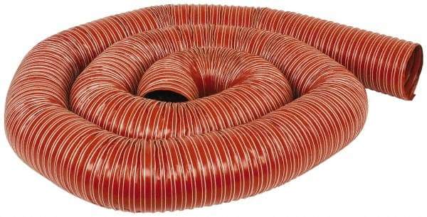 Hi-Tech Duravent - 4" ID, 7 Hg Vac Rating, 13 psi, Fiberglass Vacuum & Duct Hose - 12' Long, Brick Red, 2" Bend Radius, -65 to 450°F (Intermittent to 500) - Exact Tool & Supply