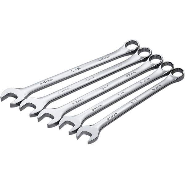SK - 5 Piece, Combination Wrench Set - Metric System of Measurement, Chrome Finish - Exact Tool & Supply
