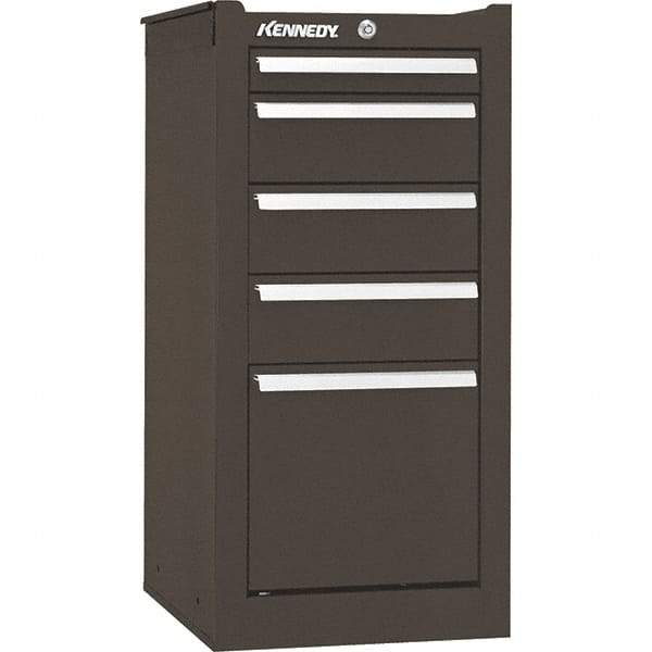 Kennedy - 5 Drawer Brown Side Cabinet - 13-5/8" Wide x 29" High x 20" Deep, Use with 29" Wide Roller Cabinet - Exact Tool & Supply