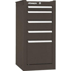 Kennedy - 5 Drawer Brown Side Cabinet - 13-5/8" Wide x 29" High x 20" Deep, Use with 29" Wide Roller Cabinet - Exact Tool & Supply