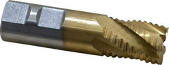 Interstate - 7/8" Diam, Coarse Pitch, 1-1/8" LOC, 5 Flute Cobalt Roughing Square End Mill - TiN Finish, 3-3/8" OAL, 7/8" Shank Diam, Single End - Exact Tool & Supply