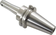 Accupro - CAT40 Taper Shank 1/8" Hole End Mill Holder/Adapter - 3/4" Nose Diam, 4" Projection, 5/8-11 Drawbar, Through-Spindle & DIN Flange Coolant - Exact Tool & Supply