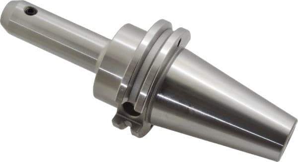 Accupro - CAT40 Taper Shank 1/4" Hole End Mill Holder/Adapter - 20mm Nose Diam, 4" Projection, 5/8-11 Drawbar, Through-Spindle & DIN Flange Coolant - Exact Tool & Supply