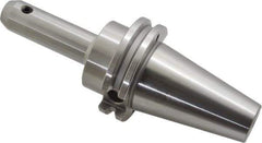 Accupro - CAT40 Taper Shank 1/4" Hole End Mill Holder/Adapter - 20mm Nose Diam, 4" Projection, 5/8-11 Drawbar, Through-Spindle & DIN Flange Coolant - Exact Tool & Supply