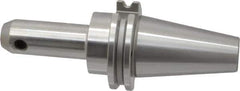 Accupro - CAT40 Taper Shank 3/8" Hole End Mill Holder/Adapter - 1" Nose Diam, 4" Projection, 5/8-11 Drawbar, Through-Spindle & DIN Flange Coolant - Exact Tool & Supply
