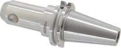 Accupro - CAT40 Taper Shank 1/2" Hole End Mill Holder/Adapter - 35mm Nose Diam, 4" Projection, 5/8-11 Drawbar, Through-Spindle & DIN Flange Coolant - Exact Tool & Supply