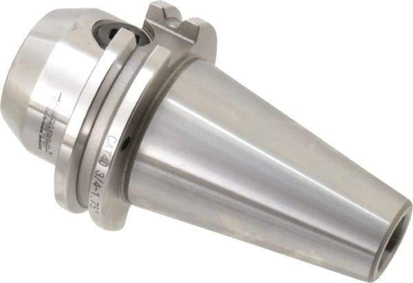 Accupro - CAT40 Taper Shank 3/4" Hole End Mill Holder/Adapter - 48mm Nose Diam, 1.75" Projection, 5/8-11 Drawbar, Through-Spindle & DIN Flange Coolant - Exact Tool & Supply