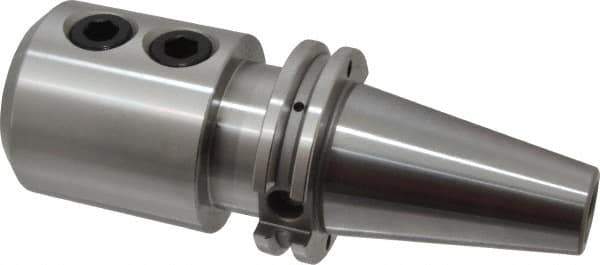 Accupro - CAT40 Taper Shank 1" Hole End Mill Holder/Adapter - 2-23/64" Nose Diam, 4" Projection, 5/8-11 Drawbar, Through-Spindle & DIN Flange Coolant - Exact Tool & Supply