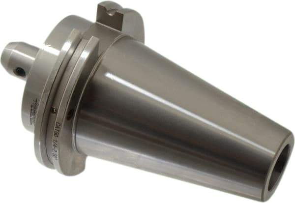 Accupro - CAT50 Taper Shank 1/4" Hole End Mill Holder/Adapter - 20mm Nose Diam, 2-1/2" Projection, 1-8 Drawbar, Through-Spindle & DIN Flange Coolant - Exact Tool & Supply