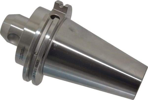 Accupro - CAT50 Taper Shank 1/2" Hole End Mill Holder/Adapter - 35mm Nose Diam, 2.63" Projection, 1-8 Drawbar, Through-Spindle & DIN Flange Coolant - Exact Tool & Supply