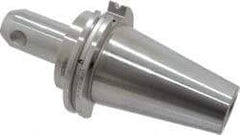 Accupro - CAT50 Taper Shank 1/2" Hole End Mill Holder/Adapter - 35mm Nose Diam, 4" Projection, 1-8 Drawbar, Through-Spindle & DIN Flange Coolant - Exact Tool & Supply