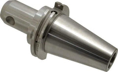 Accupro - CAT50 Taper Shank 3/4" Hole End Mill Holder/Adapter - 48mm Nose Diam, 4" Projection, Through-Spindle & DIN Flange Coolant - Exact Tool & Supply