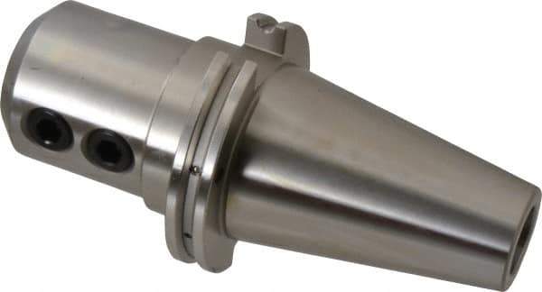 Accupro - CAT50 Taper Shank 1-1/4" Hole End Mill Holder/Adapter - 63mm Nose Diam, 4" Projection, 1-8 Drawbar, Through-Spindle & DIN Flange Coolant - Exact Tool & Supply
