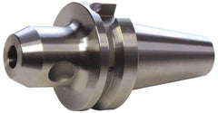 Accupro - BT50 Taper Shank 1-1/2" Hole End Mill Holder/Adapter - 3" Nose Diam, 4.13" Projection, Through-Spindle & DIN Flange Coolant - Exact Tool & Supply
