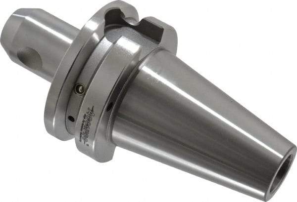 Accupro - BT40 Taper Shank 3/8" Hole End Mill Holder/Adapter - 1" Nose Diam, 2-1/2" Projection, M16x2.0 Drawbar, Through-Spindle & DIN Flange Coolant - Exact Tool & Supply