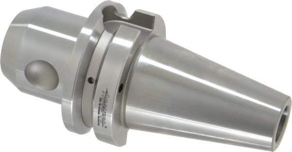 Accupro - BT40 Taper Shank 5/8" Hole End Mill Holder/Adapter - 1-21/32" Nose Diam, 2-1/2" Projection, M16x2.0 Drawbar, Through-Spindle & DIN Flange Coolant - Exact Tool & Supply
