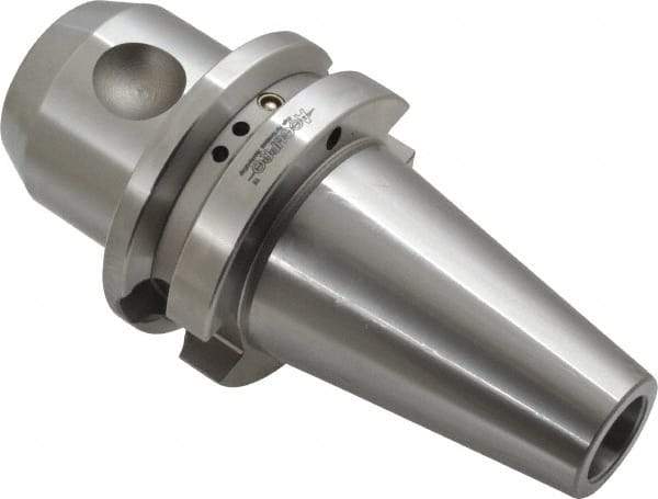 Accupro - BT40 Taper Shank 3/4" Hole End Mill Holder/Adapter - 48mm Nose Diam, 2-1/2" Projection, M16x2.0 Drawbar, Through-Spindle & DIN Flange Coolant - Exact Tool & Supply