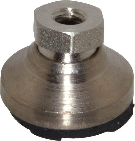 Gibraltar - 750 Lb Capacity, 1/4-20 Thread, 11/16" OAL, Steel Stud, Tapped Pivotal Socket Mount Leveling Pad - 1" Base Diam, Steel Pad, 1/2" Hex - Exact Tool & Supply