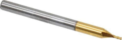 Atrax - 1/32", 3/32" LOC, 1/8" Shank Diam, 1-1/2" OAL, 4 Flute, Solid Carbide Square End Mill - Single End, TiN Finish, Spiral Flute, 30° Helix, Centercutting, Right Hand Cut - Exact Tool & Supply