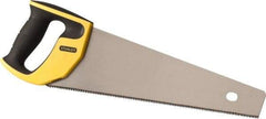 Stanley - 15" Steel Blade Fine Finish Saw - Ergonomic High Impact Polypropylene, Rubber Handle with Cushion Grip, 18-3/4" OAL - Exact Tool & Supply