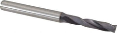 Kennametal - 3/16" 180° Spiral Flute Solid Carbide Screw Machine Drill Bit - TiAlN Finish, Right Hand Cut, 1-7/64" Flute Length, 66mm OAL, Flat-Bottom Point, Straight Shank, Through Coolant - Exact Tool & Supply