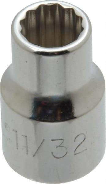 Proto - 11/32", 3/8" Drive, Standard Hand Socket - 12 Points, 1-3/32" OAL, Alloy Steel, Chrome Finish - Exact Tool & Supply