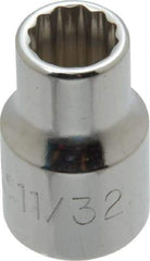 Proto - 11/32", 3/8" Drive, Standard Hand Socket - 12 Points, 1-3/32" OAL, Alloy Steel, Chrome Finish - Exact Tool & Supply