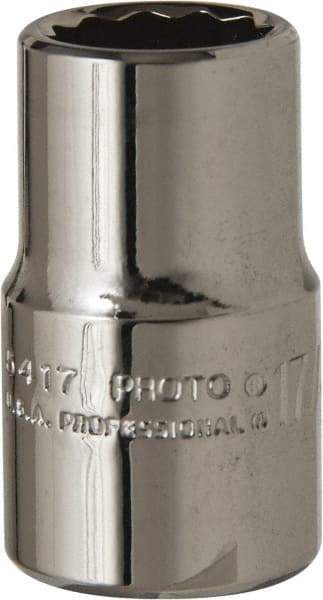 Proto - 17/32", 1/2" Drive, Standard Hand Socket - 12 Points, 1-31/64" OAL, Alloy Steel, Chrome Finish - Exact Tool & Supply
