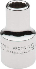 Proto - 1/2" Drive, Standard Hand Socket - 12 Points, 1-1/2" OAL, Alloy Steel, Chrome Finish - Exact Tool & Supply