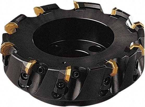 Seco - 112mm Cut Diam, 32mm Arbor Hole, 5mm Max Depth of Cut, 43° Indexable Chamfer & Angle Face Mill - 6 Inserts, OF.. 0704 Insert, Right Hand Cut, 6 Flutes, Series OctoMill - Exact Tool & Supply