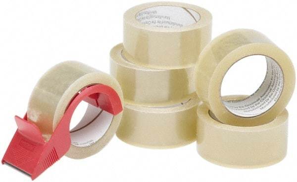 Ability One - 2" x 55 Yd Clear Hot Melt Adhesive Sealing Tape - Polypropylene Film Backing, 3.1 mil Thick - Exact Tool & Supply