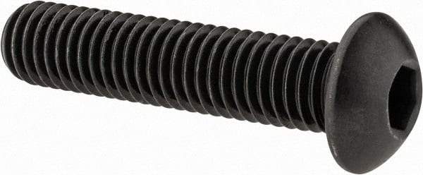 Value Collection - 1/2-13 UNC Hex Socket Drive, Button Screw - Alloy Steel, Black Oxide Finish, Fully Threaded, 2-1/4" Length Under Head - Exact Tool & Supply