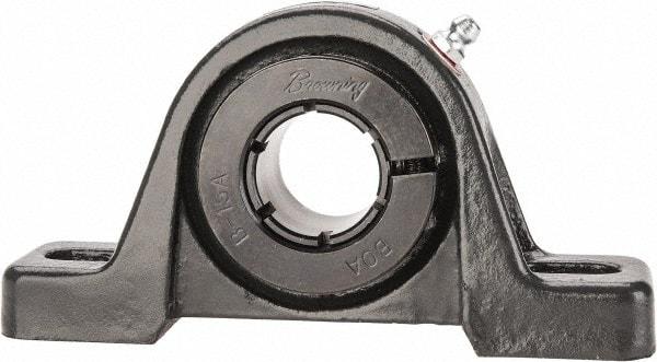 Browning - 1" ID, 5-1/2" OAL x 2-13/16" OAH Pillow Block - 1,651 Lb Static Cap, 2,801 Lb Dyn Cap, 4-1/8" Btw Mnt Hole Ctrs, 1-7/16" Base-to-Ctr Ht, Cast Iron - Exact Tool & Supply